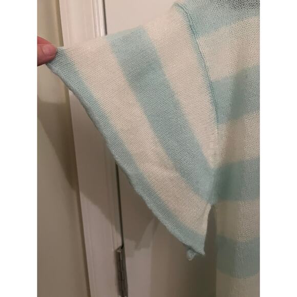 WILDFOX Bridgitte SEQUIN HEART STRIPED Sweater AQUA S Wool Blend boxy Fairy Tee - Picture 5 of 6